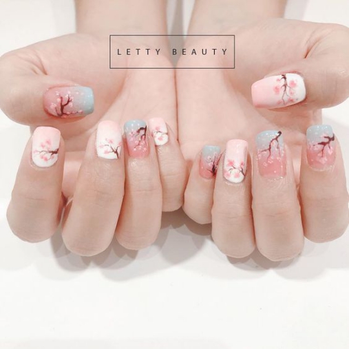 Các mẫu nail hoa anh đào đẹp nhất hiện nay - lamnails.Net