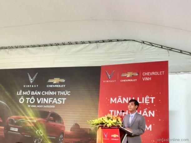Ông Nguyễn Văn Trường, thay mặt lãnh đạo đại lý Chevrolet Vinh phát biểu tại buổi lễ - lamnails.Net