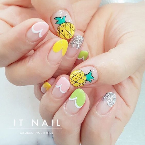 Mẫu Nail hình quả dứa đẹp nhất hiện nay - lamnails.Net