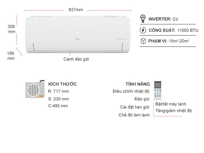 Tìm hiểu máy lạnh LG 1.5hp về công suất và cách làm lạnh