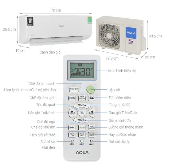 Đánh giá máy lạnh AQua inverter 1 hp aqa-rv10qc2