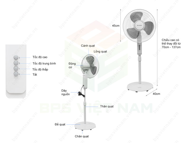 Lý do nên chọn quạt đứng Sharp pj-s40mv-lg